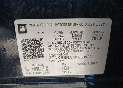 2021 Chevrolet Blazer Fwd 1Lt z USA, uszkodzony, nr VIN 3GNKBBRA7MS539361